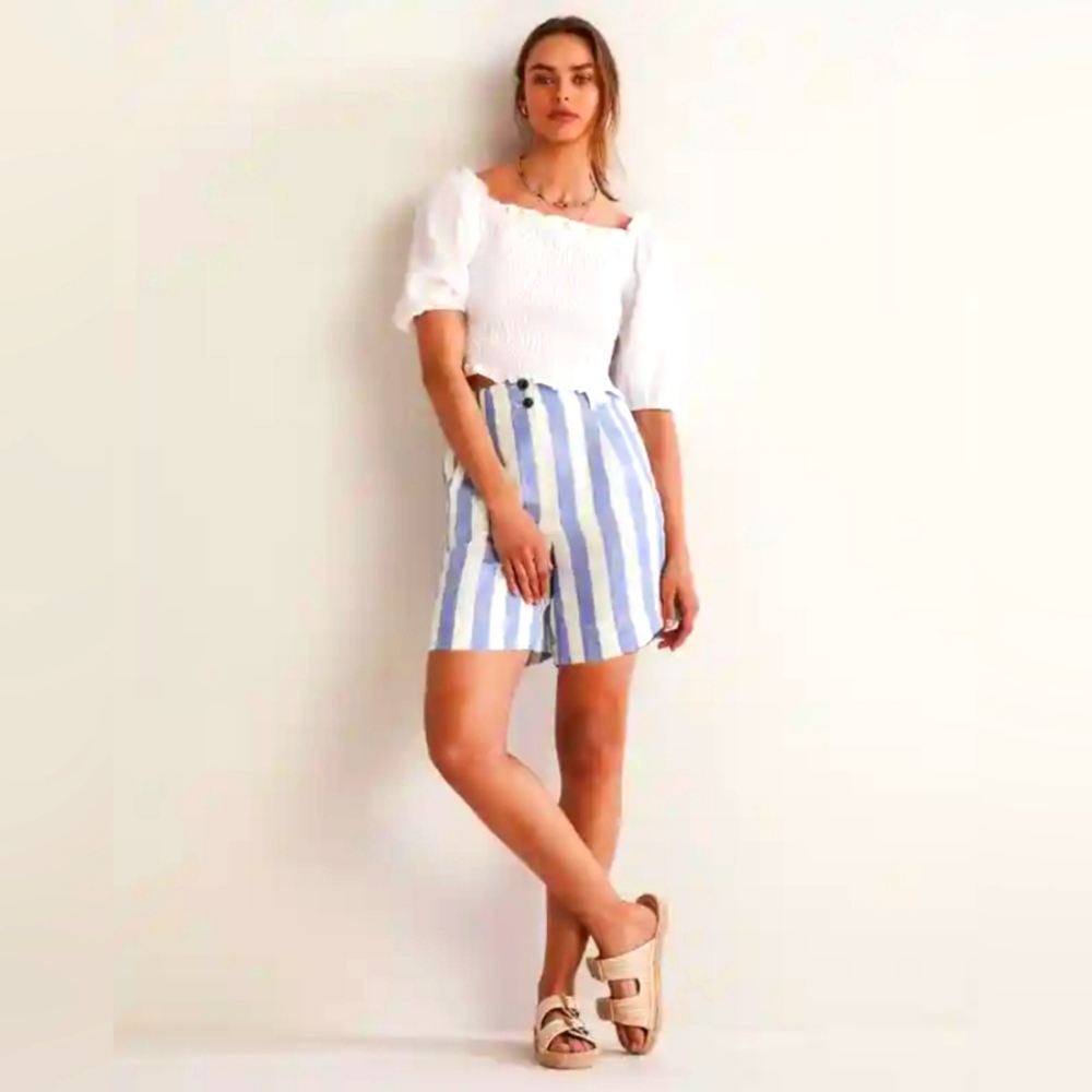 NWT Boden Linen striped shorts in size 6